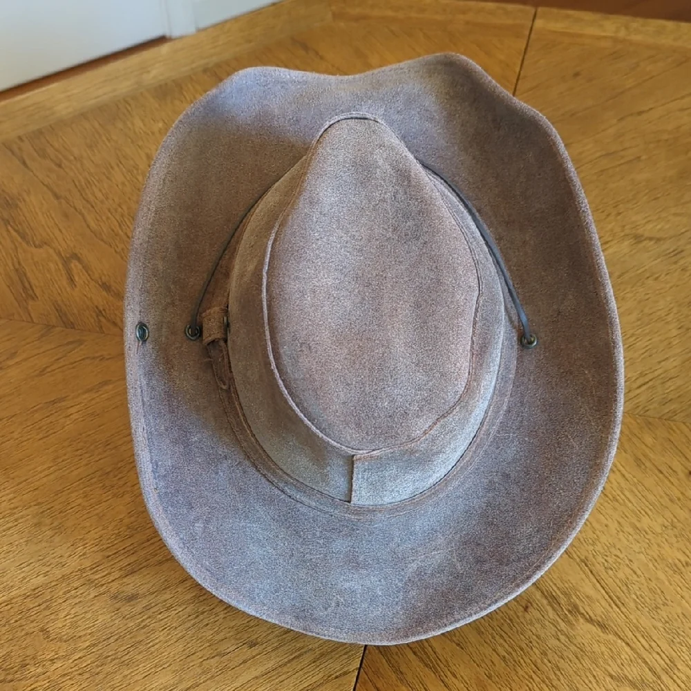 Orvis Leather Hat Western Fishing Fedora Aussie Style Vintage